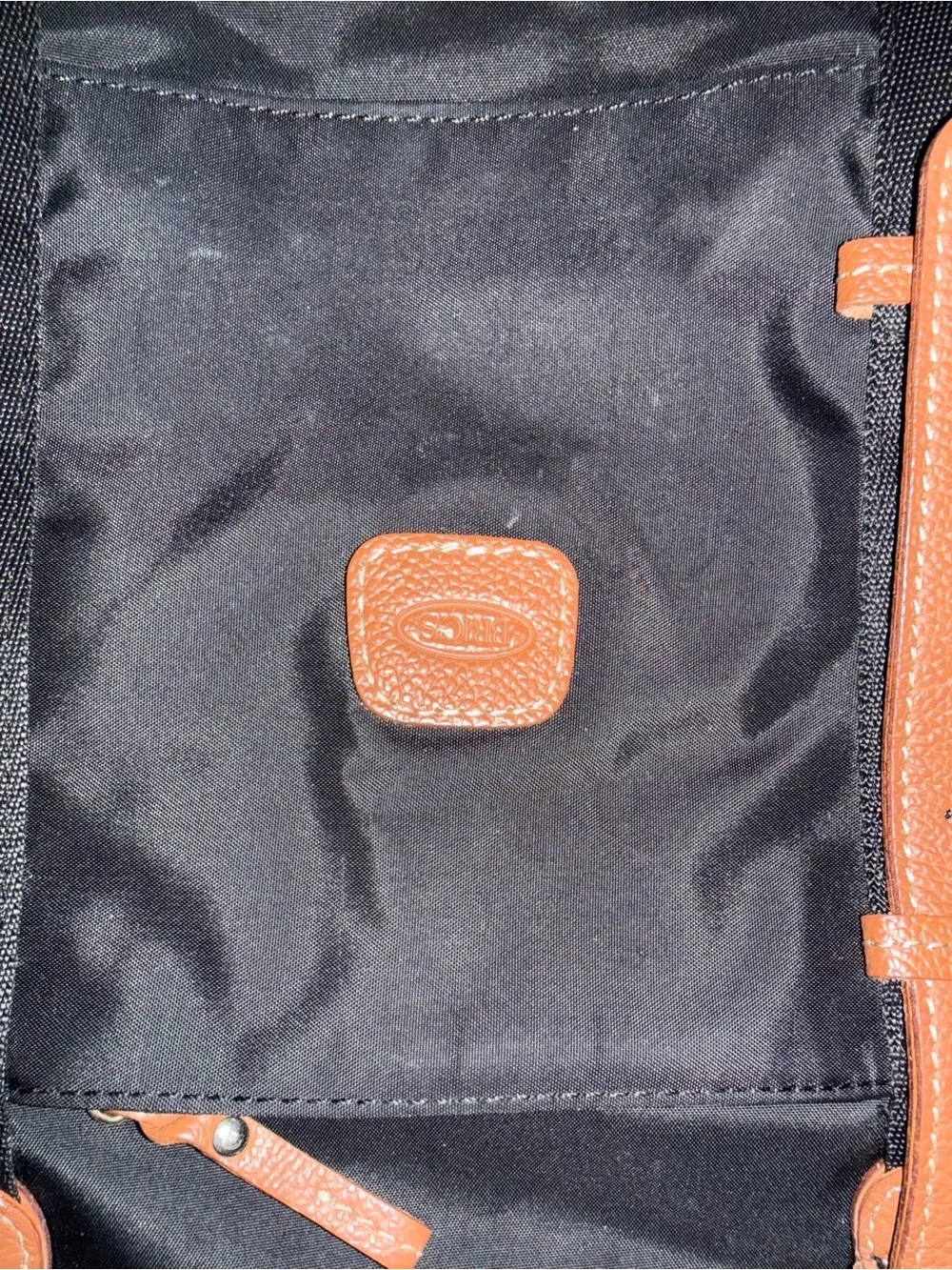Bric's Black Nylon Tote with Brown Leather Trim